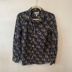 J. Crew Perfect Navy Floral Buttondown